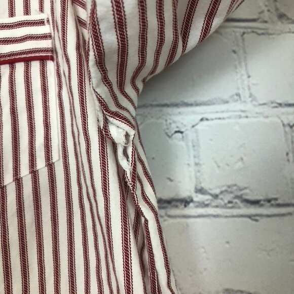 Red Land Cotton Red White Striped Pajama Sleep Shirt Size M 100% Cotton - Picture 6 of 6